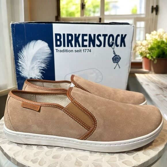 BIRKENSTOCK Skye Leather Suede Sand Unisex Slip-On Sneaker - Picture 2 of 10